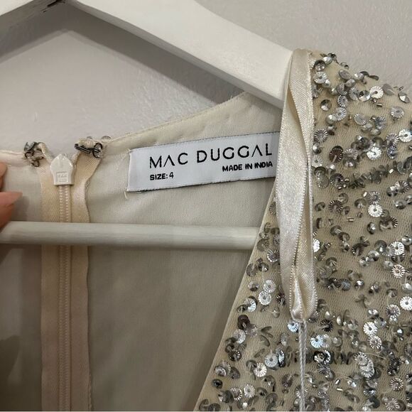 Mac Duggal 5741 Fringe Slit Plunging Neck Dress - Picture 6 of 11